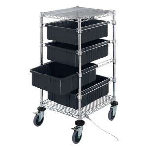 Quantum bin carts with conductive dividable grids 