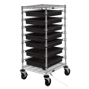 Quantum bin carts with conductive dividable grids 