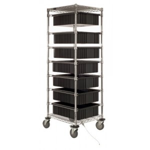 Quantum bin carts with conductive dividable grids 