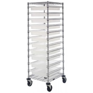 Bin Cart with Clear Dividable Grid Containers 21" x 24" x 69"