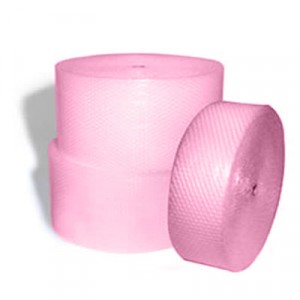 Anti-Static Large Bubble Wrap - 1/2", Pink, Perforated