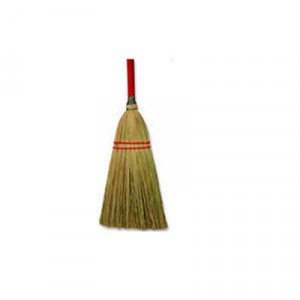 Blended Straw Toy Broom, Red Headband, 24" Red Wooden Handle