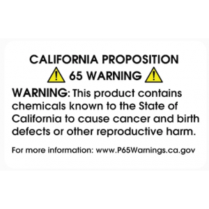 Label 1.5x2.375 "California Proposition 65 Warning" White with black lettering 1000/RL