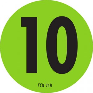 Label Paper 2" Dia "10" Permanent Flor. Green/Black 1000/RL
