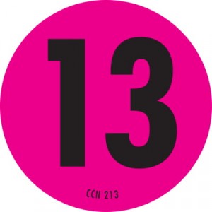 Label Paper 2" Dia "13" Permanent Flor. Pink/Black 1000/RL