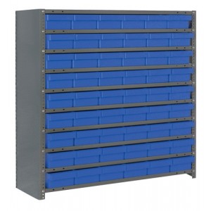 Euro Drawer Shelving Closed Unit - Complete Package 12" x 36" x 39" Blue