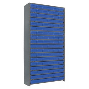Euro Drawer Shelving Closed Unit - Complete Package 12" x 36" x 75" Blue