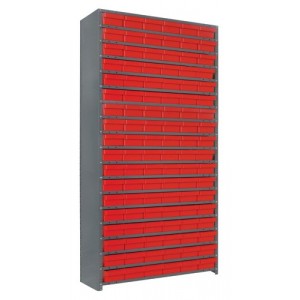 Euro Drawer Shelving Closed Unit - Complete Package 12" x 36" x 75" Red