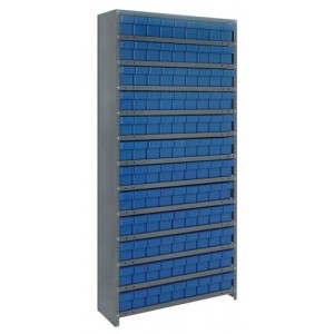 Euro Drawer Shelving Closed Unit - Complete Package 12" x 36" x 75" Blue