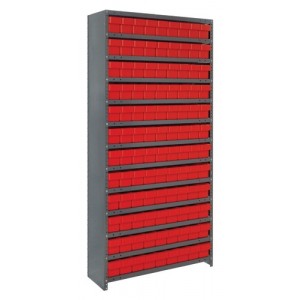Euro Drawer Shelving Closed Unit - Complete Package 12" x 36" x 75" Red