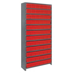 Euro Drawer Shelving Closed Unit - Complete Package 12" x 36" x 75" Red