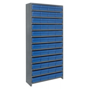 Euro Drawer Shelving Closed Unit - Complete Package 12" x 36" x 75" Blue