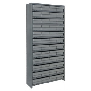 Euro Drawer Shelving Closed Unit - Complete Package 12" x 36" x 75" Gray