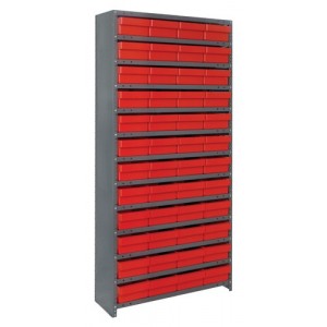 Euro Drawer Shelving Closed Unit - Complete Package 12" x 36" x 75" Red