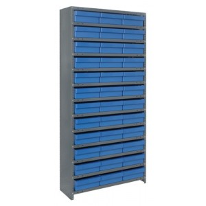 Euro Drawer Shelving Closed Unit - Complete Package 12" x 36" x 75" Blue