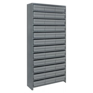 Euro Drawer Shelving Closed Unit - Complete Package 12" x 36" x 75" Gray