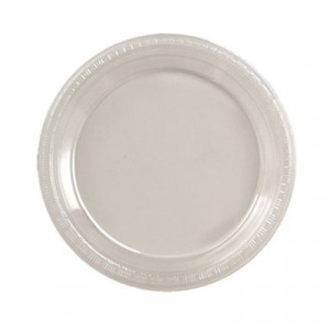 Plastic Dinnerware, Plate, 9" Diameter, Clear