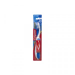 Folding Travel Toothbrush, Soft, Plastic, White/Blue