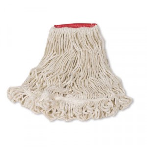 Super Stitch Looped-End Wet Mop Head, Cotton/Synthetic, Large, Red/White