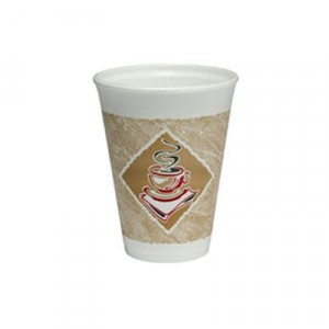 Café G Hot/Cold Cups, Foam, 20oz, White w/Brown & Red