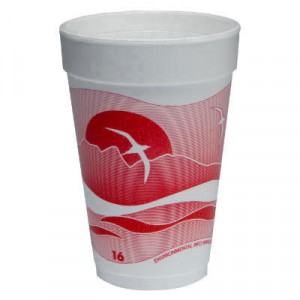 Horizon Foam Cup, Hot/Cold, 16 oz., Printed, Cranberry/White, 25/Bag