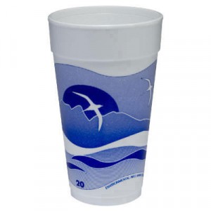 Horizon Foam Cup, Hot/Cold, 20 oz., Printed, Blueberry/White, 25/Bag