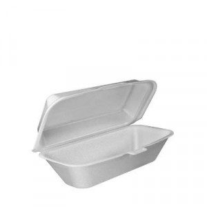 Foam Hoagie Container with Removable Lid, 9-4/5x5-3/10x3-3/10, White, 125/Bag
