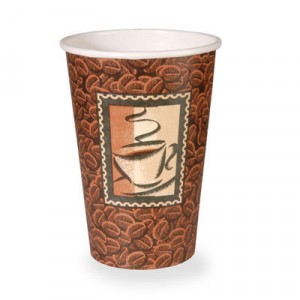 Polycoated Paper Cup, Hot, 16 oz., Java Design, Brown, 50/Bag