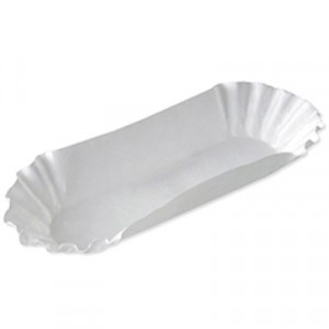 Medium Weight Fluted Hot Dog Trays, Paper, White, 8"