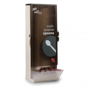 SmartStock Utensil Dispenser, Spoon, 10x8 3/4x24 1/2, Translucent Gray