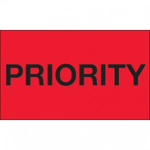 Label 3x5 Priority Black on Red 500/RL