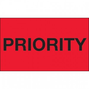 Label 3x5 Priority Black on Red 500/RL