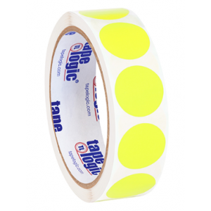 Label 1" Fluorescent Yellow inventory circle 500/RL