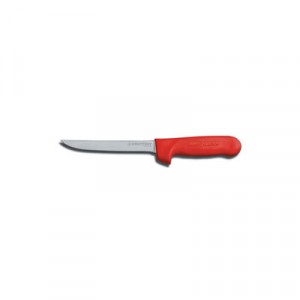 Cook's Boning Knife, 6 Inches, Narrow, High-Carbon Steel with Red Handle, 1/Each