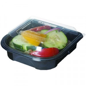 BlueStripe Containers, Black/Clear, 42oz, 8 9/10w x 8 4/5d x 1 3/5h