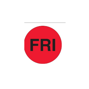 Label 1" "Friday" Flourescent Red 500/RL