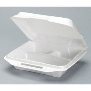 Foam Hinged Carryout Containers, White, 9 1/4x9 1/4x3