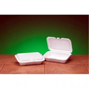 Foam Hinged Shallow Container, Small, 8-1/3x5-1/5x2, White, 125/Bag