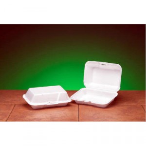Foam Hinged Carryout Container, Deep, 8-1/4x5-1/5x3, White, 125/Bag