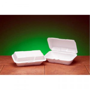 Foam Hoagie Hinged Container, Large, White, 9-1/2x5-1/4x3-1/2, 100/Bag