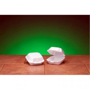 Foam Hinged Container, Sandwich, 5-1/8x5-1/3x2-3/4, White, 125/Bag