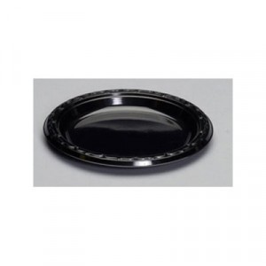 Silhouette Plastic Dinnerware, Plate, 7in, Black, 100/Pack