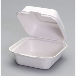 Harvest Fiber Large Hinged Containers, 5.7w x 5.7d x 3h, Plastic, White