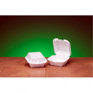 Snap-It Foam Hinged Sandwich Container, 5-4/5x5-2/3x3-1/8, White, 125/Bag