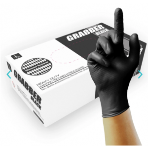 Glove Nitrile Grabber 6.6m PF Textured XLarge Black 100/BX 10/CS