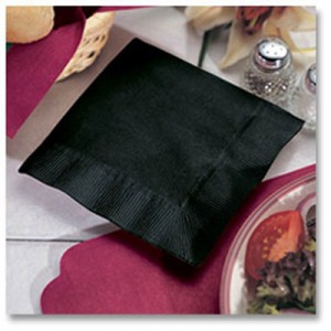 Embossed Beverage Napkins, 1-Ply, 1/4 Fold, 10" x 10", Black