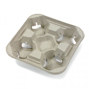 StrongHolder Molded Fiber Cup Tray, 8-32oz, Four Cups