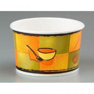 Streetside Paper Food Container with Plastic Lid, Streetside Design, 8-10 oz