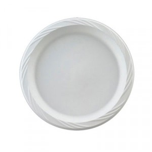 Plastic Plates, 10 1/4 Inches, White, Round, Lightweight, 125/Pack