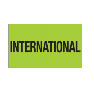 Label 3" x 5" "International" Flourescent Green 500/RL